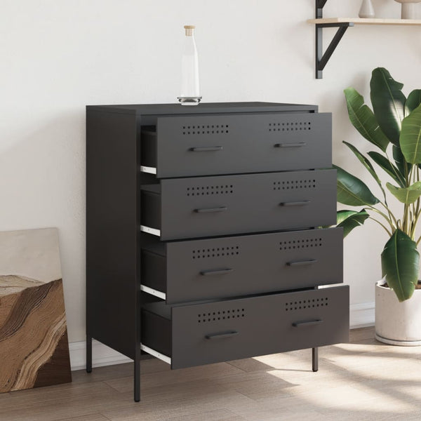 Schwarzes Stahl Sideboard, 68 cm