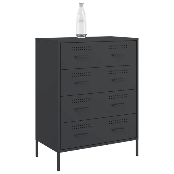 Schwarzes Stahl Sideboard, 68 cm