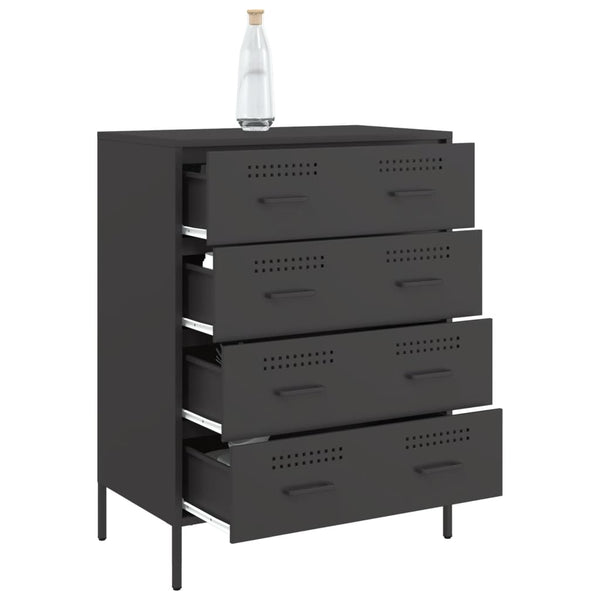 Schwarzes Stahl Sideboard, 68 cm