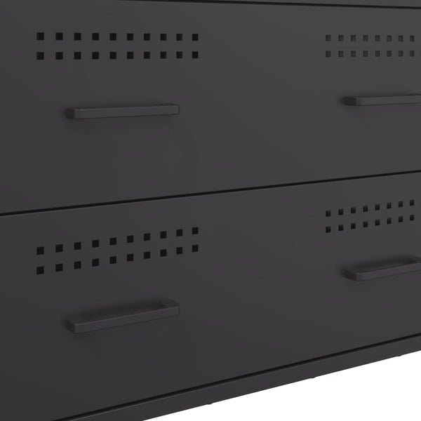 Schwarzes Stahl Sideboard, 68 cm