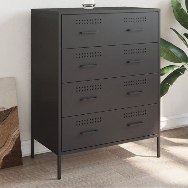 Schwarzes Stahl Sideboard, 68 cm