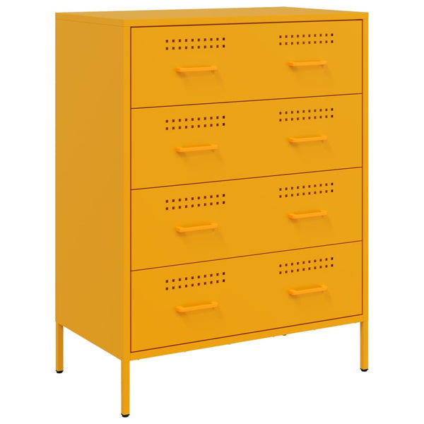 Senfgelbes Sideboard 68x39x89 cm aus Stahl