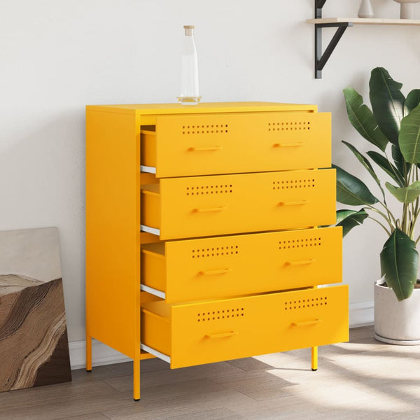 Senfgelbes Sideboard 68x39x89 cm aus Stahl