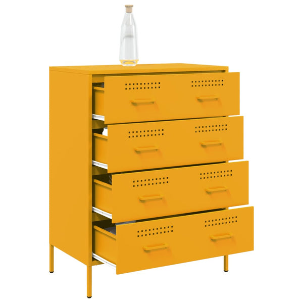 Senfgelbes Sideboard 68x39x89 cm aus Stahl