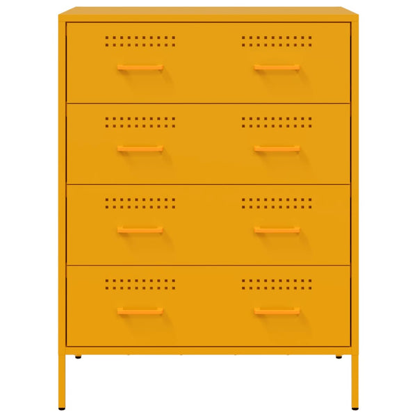 Senfgelbes Sideboard 68x39x89 cm aus Stahl