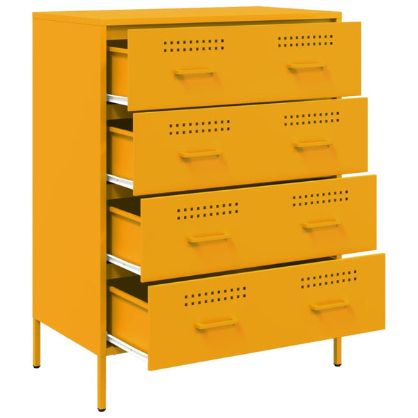 Senfgelbes Sideboard 68x39x89 cm aus Stahl