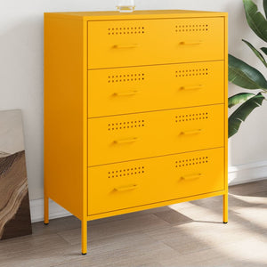 Senfgelbes Sideboard 68x39x89 cm aus Stahl