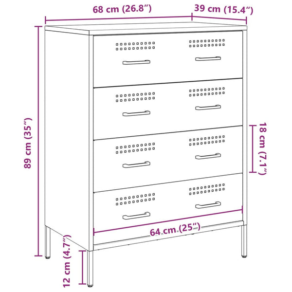 Weißes Sideboard Stahl 68x89 cm