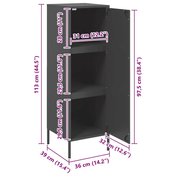 Schwarzes Highboard 36x39x113 cm Stahl