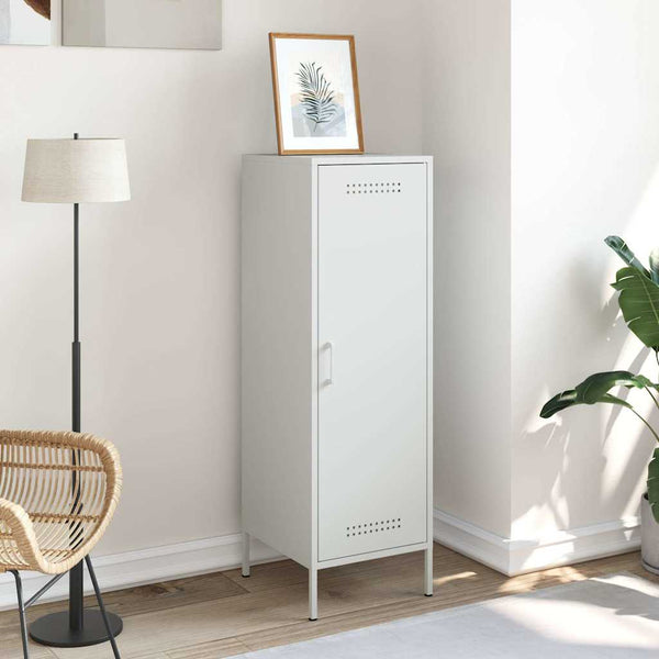 Weißes Highboard aus Stahl, 36x39x113 cm