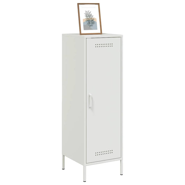 Weißes Highboard aus Stahl, 36x39x113 cm