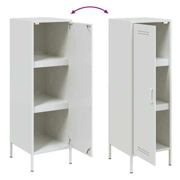 Weißes Highboard aus Stahl, 36x39x113 cm