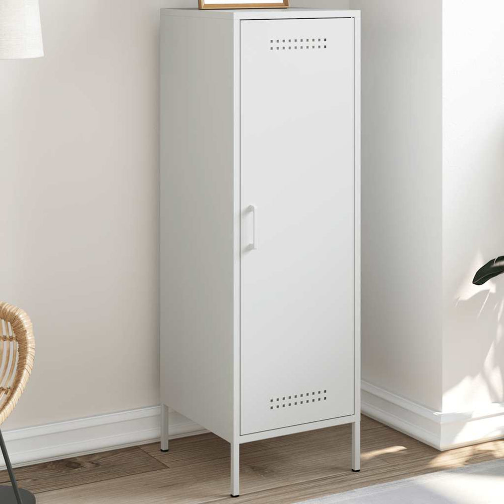 Weißes Highboard aus Stahl, 36x39x113 cm