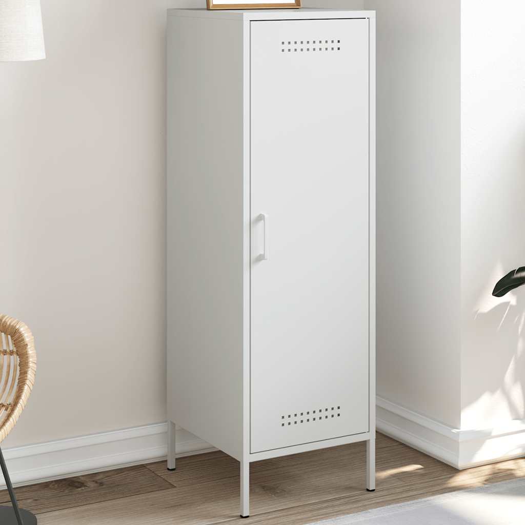 Weißes Highboard aus Stahl, 36x39x113 cm