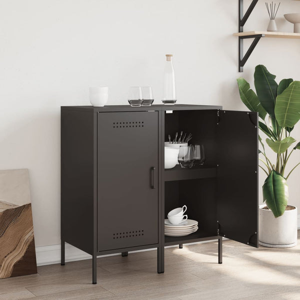 Schwarze Stahl Sideboards, 2er-Set