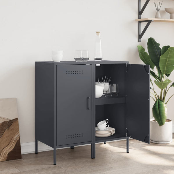 Sideboards 2er Set Anthrazit Stahl 36x39x79 cm