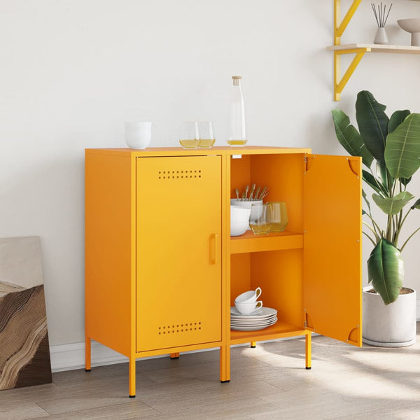 Senfgelbe Sideboards, 2er Set, Stahl