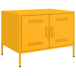 Senfgelber Couchtisch aus Stahl, 68 cm
