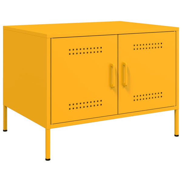 Senfgelber Couchtisch aus Stahl, 68 cm