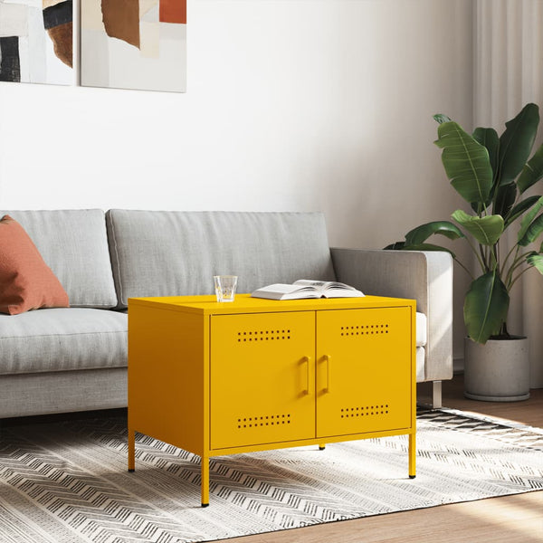 Senfgelber Couchtisch aus Stahl, 68 cm