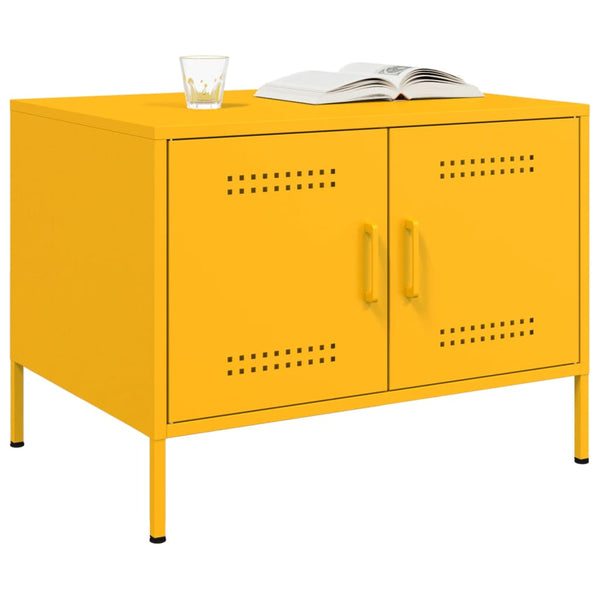 Senfgelber Couchtisch aus Stahl, 68 cm