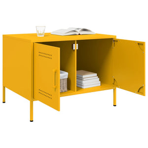 Senfgelber Couchtisch aus Stahl, 68 cm