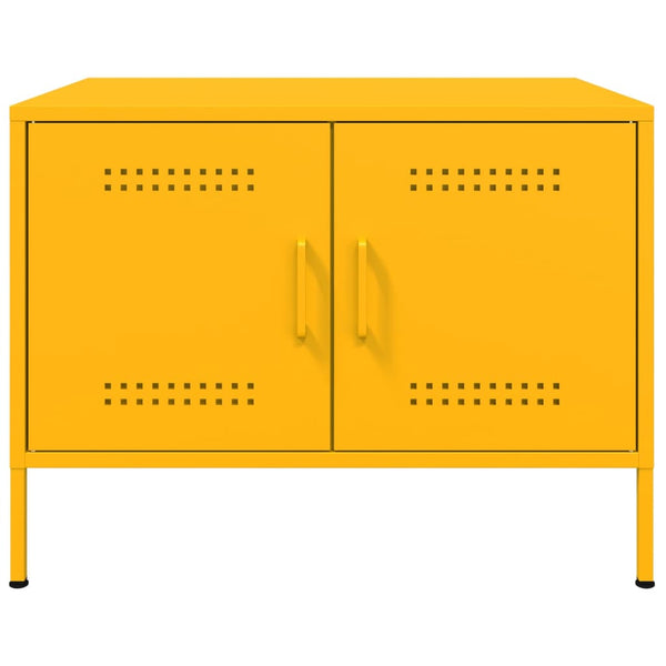 Senfgelber Couchtisch aus Stahl, 68 cm