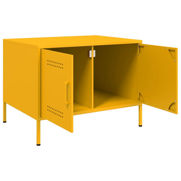 Senfgelber Couchtisch aus Stahl, 68 cm