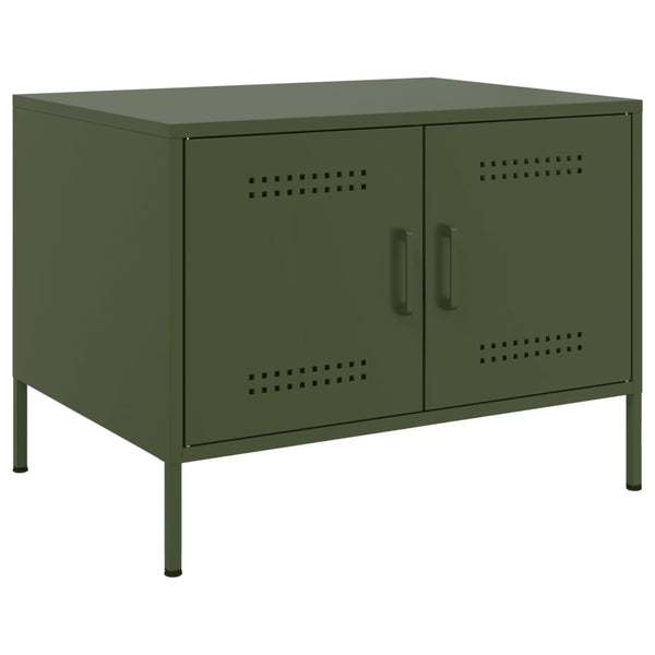 Olivgrüner Couchtisch Stahl 68x50 cm