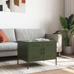 Olivgrüner Couchtisch Stahl 68x50 cm