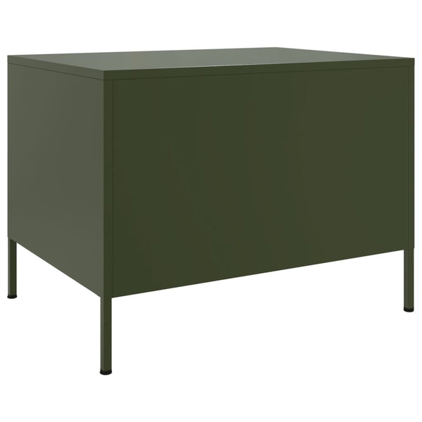 Olivgrüner Couchtisch Stahl 68x50 cm