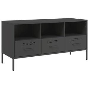 Schwarzer TV-Schrank aus Stahl, 100,5 cm