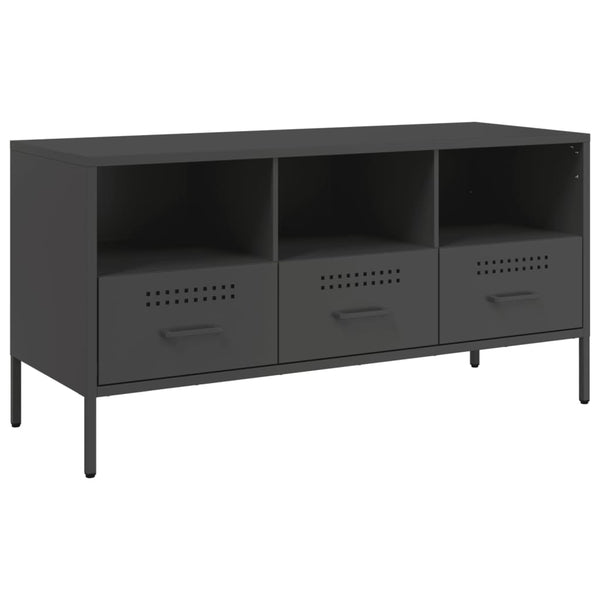 Schwarzer TV-Schrank aus Stahl, 100,5 cm