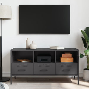 Schwarzer TV-Schrank aus Stahl, 100,5 cm