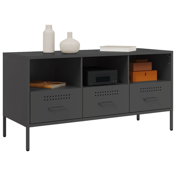 Schwarzer TV-Schrank aus Stahl, 100,5 cm