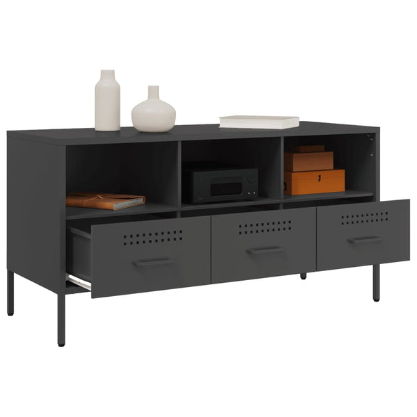 Schwarzer TV-Schrank aus Stahl, 100,5 cm