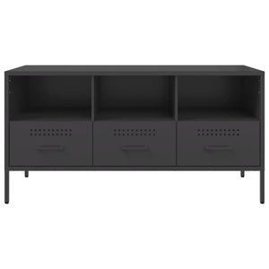 Schwarzer TV-Schrank aus Stahl, 100,5 cm