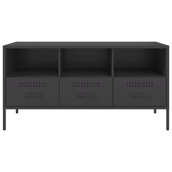 Schwarzer TV-Schrank aus Stahl, 100,5 cm