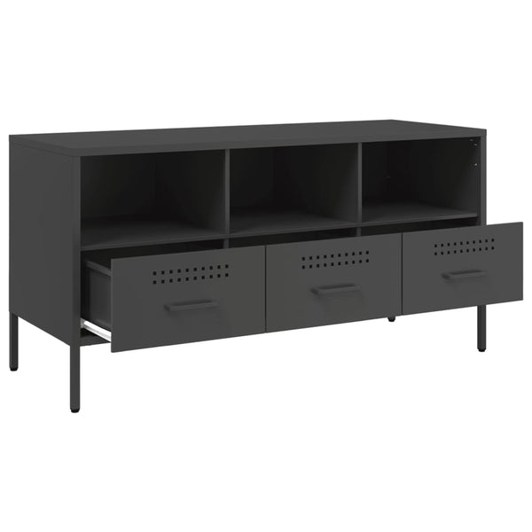 Schwarzer TV-Schrank aus Stahl, 100,5 cm
