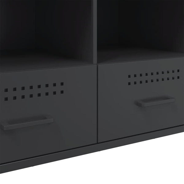 Schwarzer TV-Schrank aus Stahl, 100,5 cm