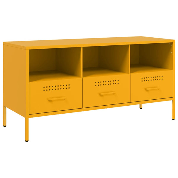 Senfgelber TV-Schrank aus Stahl – 100,5 cm