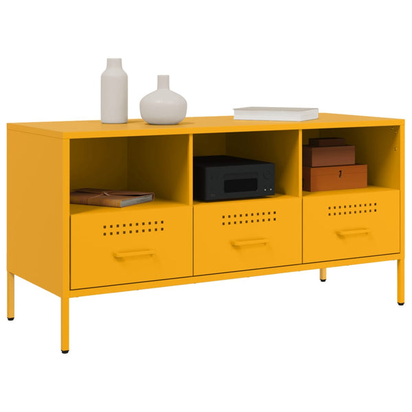 Senfgelber TV-Schrank aus Stahl – 100,5 cm