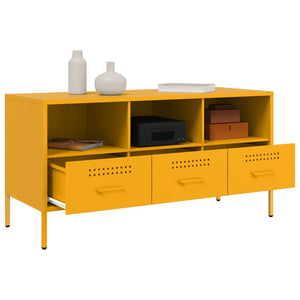 Senfgelber TV-Schrank aus Stahl – 100,5 cm