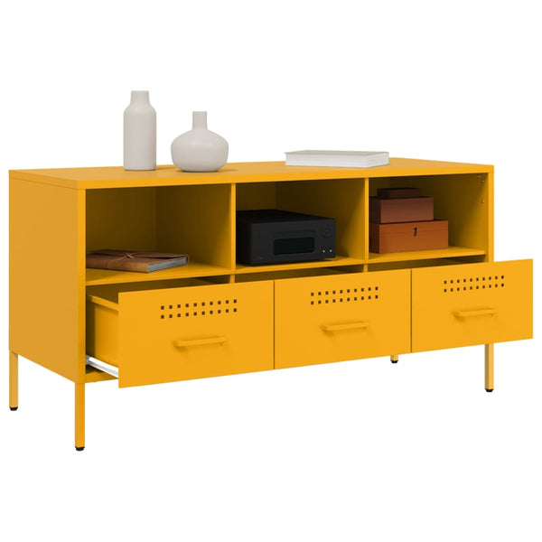 Senfgelber TV-Schrank aus Stahl – 100,5 cm