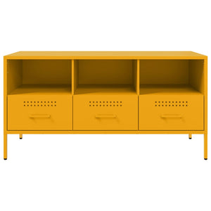 Senfgelber TV-Schrank aus Stahl – 100,5 cm