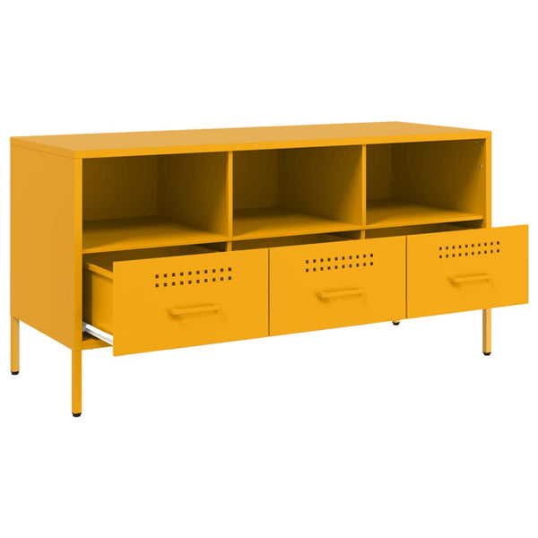 Senfgelber TV-Schrank aus Stahl – 100,5 cm