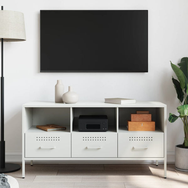 Weißer TV-Schrank aus Stahl, 100,5 cm