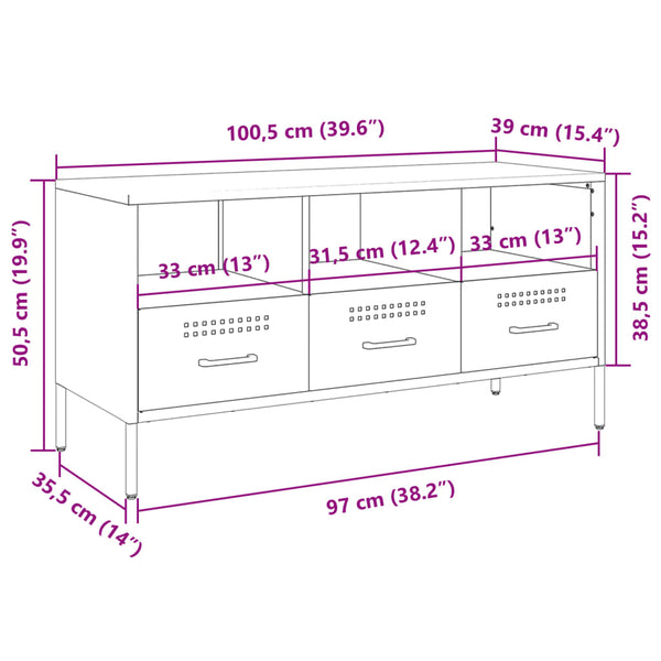 Weißer TV-Schrank aus Stahl, 100,5 cm