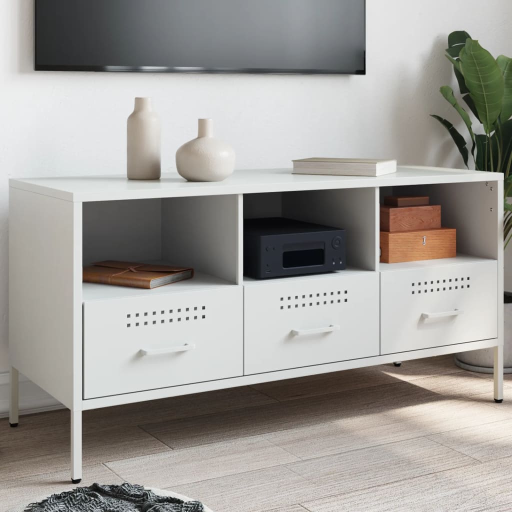Weißer TV-Schrank aus Stahl, 100,5 cm