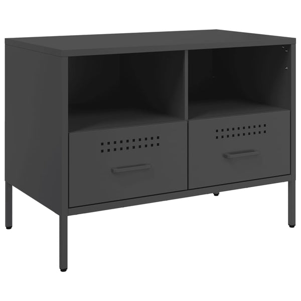 Schwarzer TV-Schrank aus Stahl, 68 cm